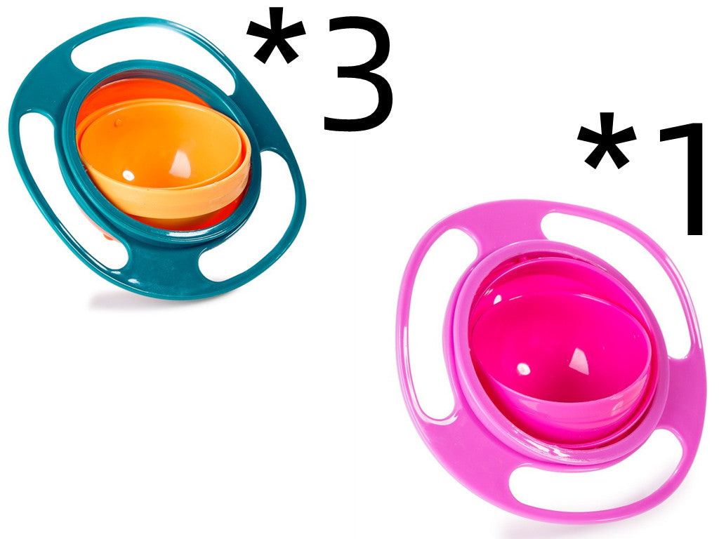 קערת תינוק שלא נשפכת — סיבוב 360° | סט 3 יחידות