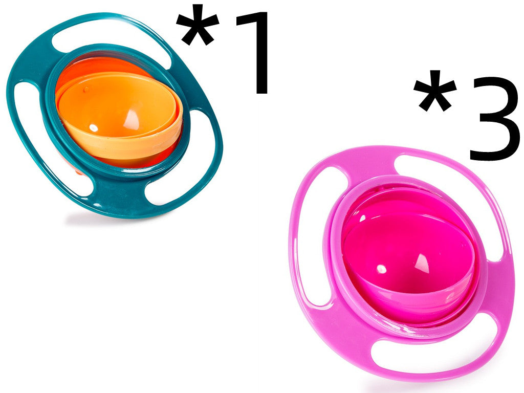 קערת תינוק שלא נשפכת — סיבוב 360° | סט 3 יחידות