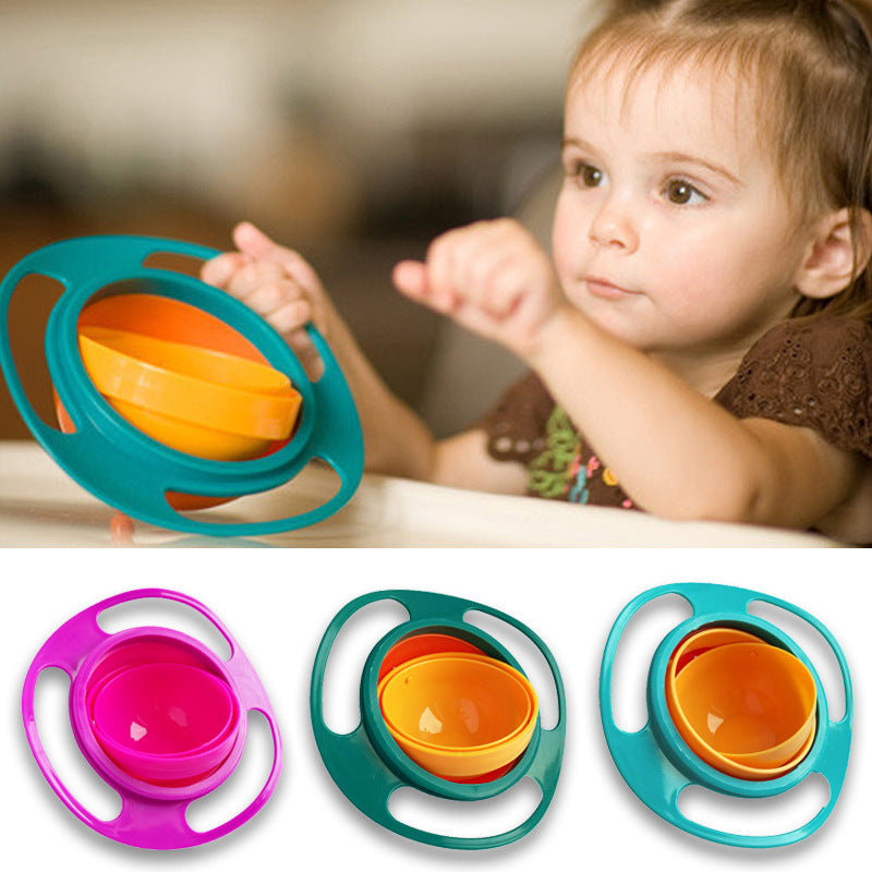 קערת תינוק שלא נשפכת — סיבוב 360° | סט 3 יחידות